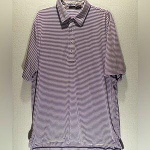 RLX Ralph Lauren Men’s XL Puple White Stripe‎ Golf Polo Sort Sleeve Collared